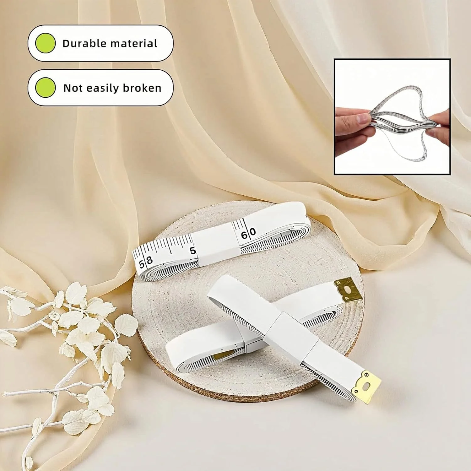 متر خیاطی نرم RyanDesign، 150 سانتی متر/60 اینچ دو طرفه، متر نواری انعطاف پذیر وینیل برای خیاطی و اندازه گیری بدن، بسته 2 عددی سفید متر خیاطی نرم RyanDesign، 150 سانتی متر/60 اینچ دو طرفه، متر نواری انعطاف پذیر وینیل برای خیاطی و اندازه گیری بدن، بسته 2 عددی سفید
