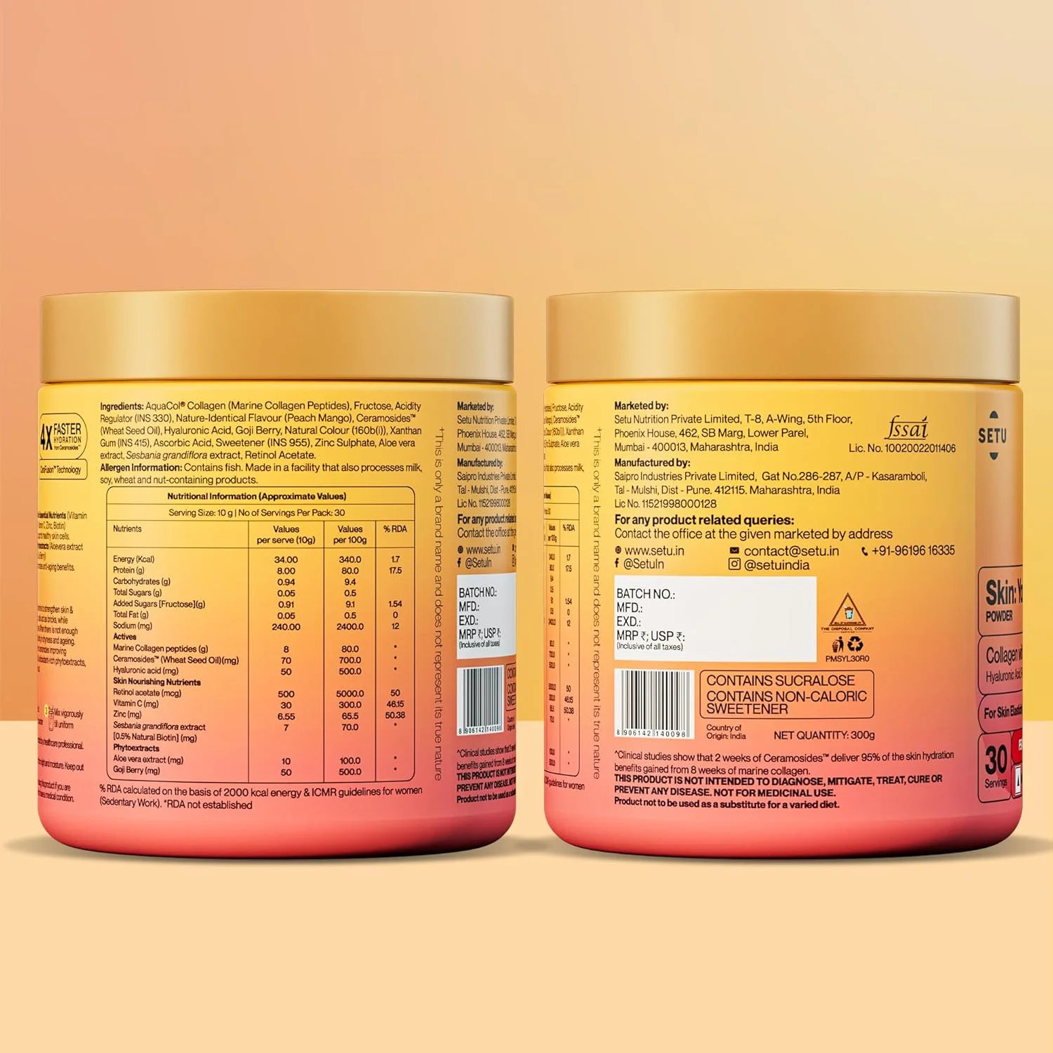 پودر کلاژن دریایی جوان کننده پوست Setu | پپتیدهای کلاژن دریایی هیدرولیز شده با N-استیل گلوکزامین، ویتامین C، روی و بیوتین | بهبود آبرسانی، خاصیت ارتجاعی و بافت پوست پودر کلاژن دریایی جوان کننده پوست Setu | پپتیدهای کلاژن دریایی هیدرولیز شده با N-استیل گلوکزامین، ویتامین C، روی و بیوتین | بهبود آبرسانی، خاصیت ارتجاعی و بافت پوست