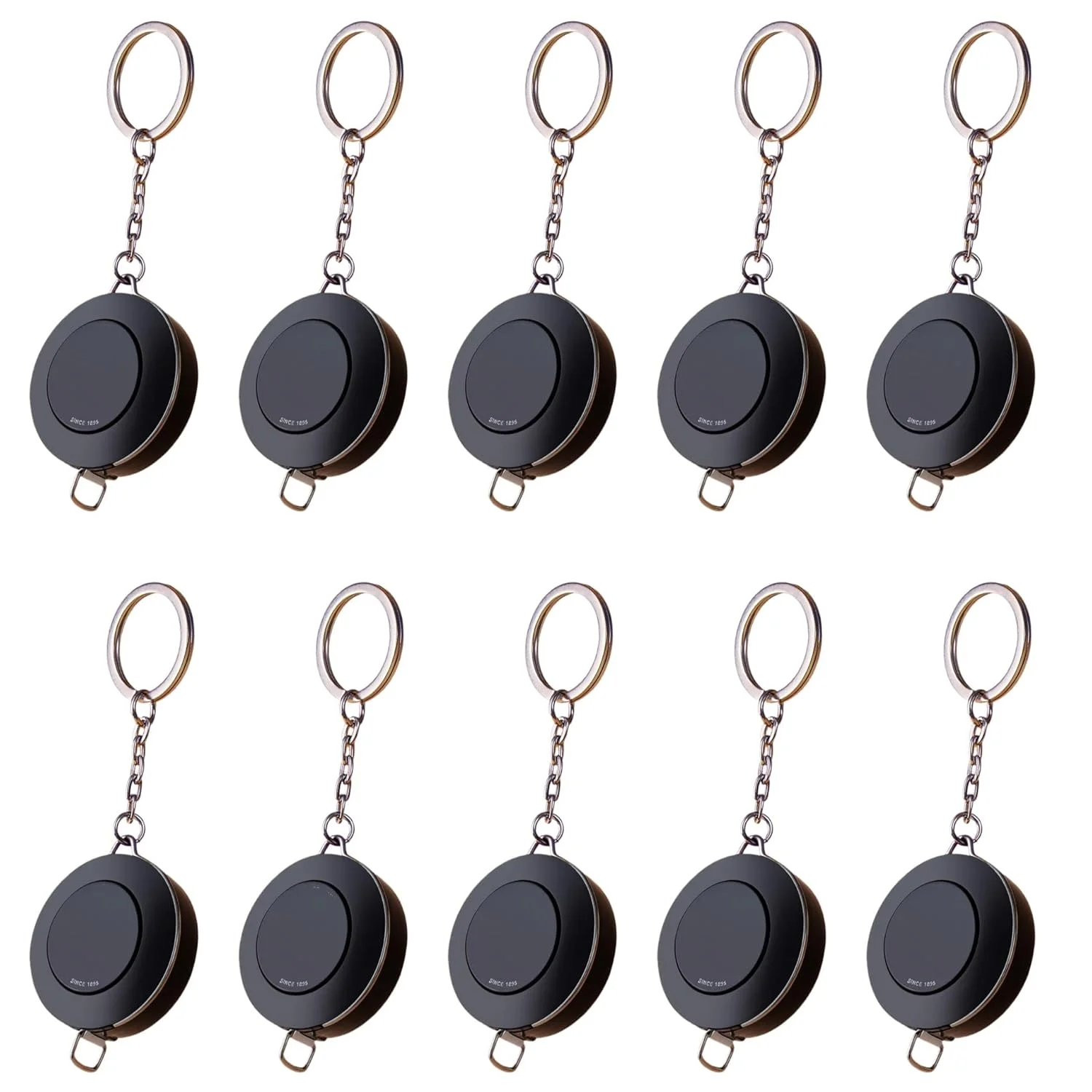 10 عدد متر نواری نرم بدنه، مشکی، با جاکلیدی، 60 اینچ، متر نواری جمع شونده اتوماتیک، برای اندازه گیری دور کمر، صنایع دستی، خیاطی سریع، مسافرت