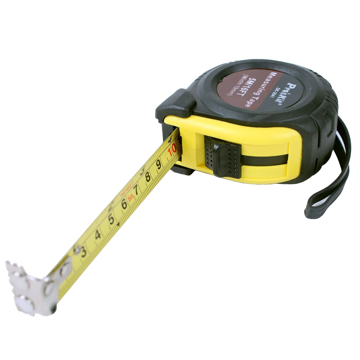 متر نواری Pro'sKit مدل DK-2041، زرد/سبز، طول 5 متر/16 فوت، عرض 19 میلی متر، روکش نایلونی، سر قلاب مغناطیسی متر نواری Pro'sKit مدل DK-2041، زرد/سبز، طول 5 متر/16 فوت، عرض 19 میلی متر، روکش نایلونی، سر قلاب مغناطیسی