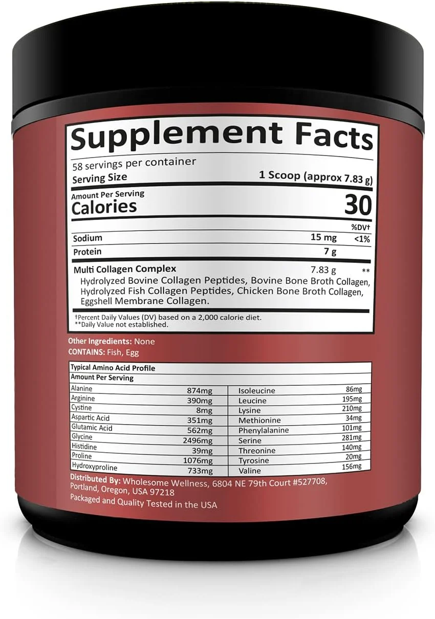 پودر پروتئین کلاژن هیدرولیز شده Wholesome Wellness (انواع I II III V X) تغذیه شده با علف، آبگوشت استخوان همه کاره با پپتیدها پودر پروتئین کلاژن هیدرولیز شده Wholesome Wellness (انواع I II III V X) تغذیه شده با علف، آبگوشت استخوان همه کاره با پپتیدها