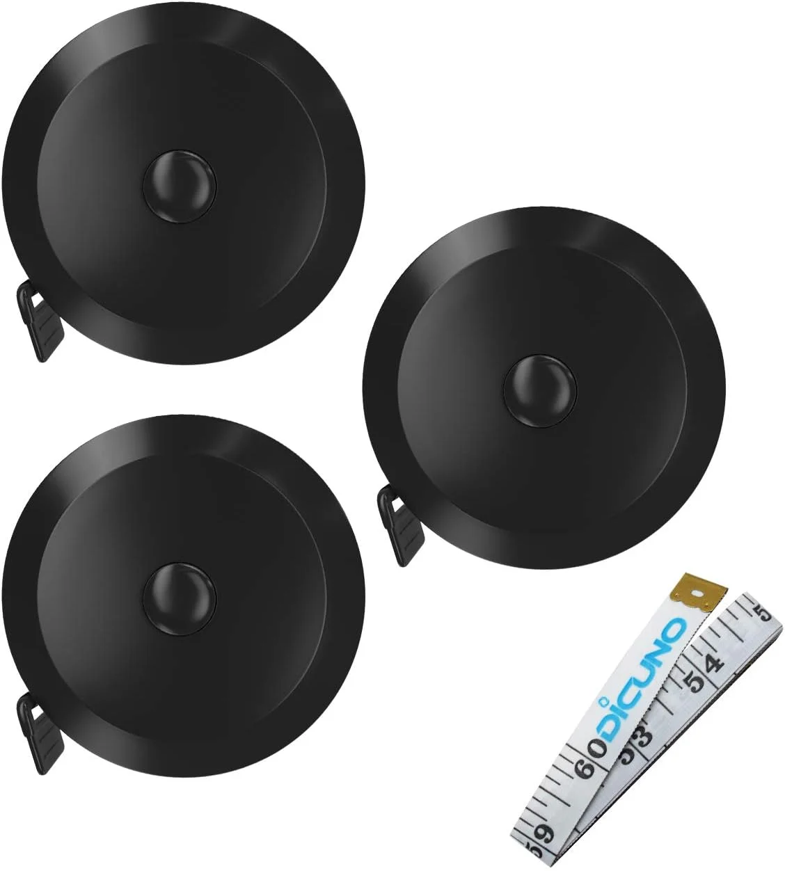 متر خیاطی نرم و جمع شونده 1.5 متری (60 اینچی) DiCUNO، جیبی، مناسب خیاطی، پارچه، رژیم غذایی (3 عدد مشکی)