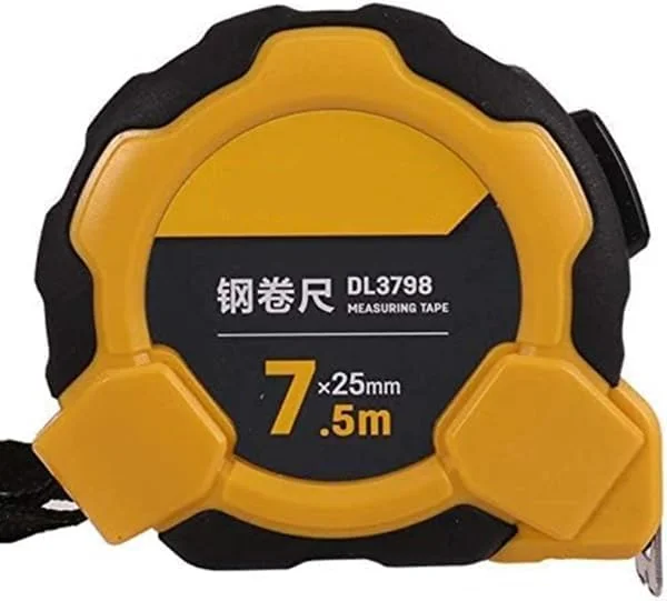 متر نواری پلاستیکی فولادی لاستیکی Deli ECVV DL3798، متر نواری دقیق و بادوام، خط کش اندازه گیری، نوار دقیق جمع شونده انعطاف پذیر 7.5mx25mm