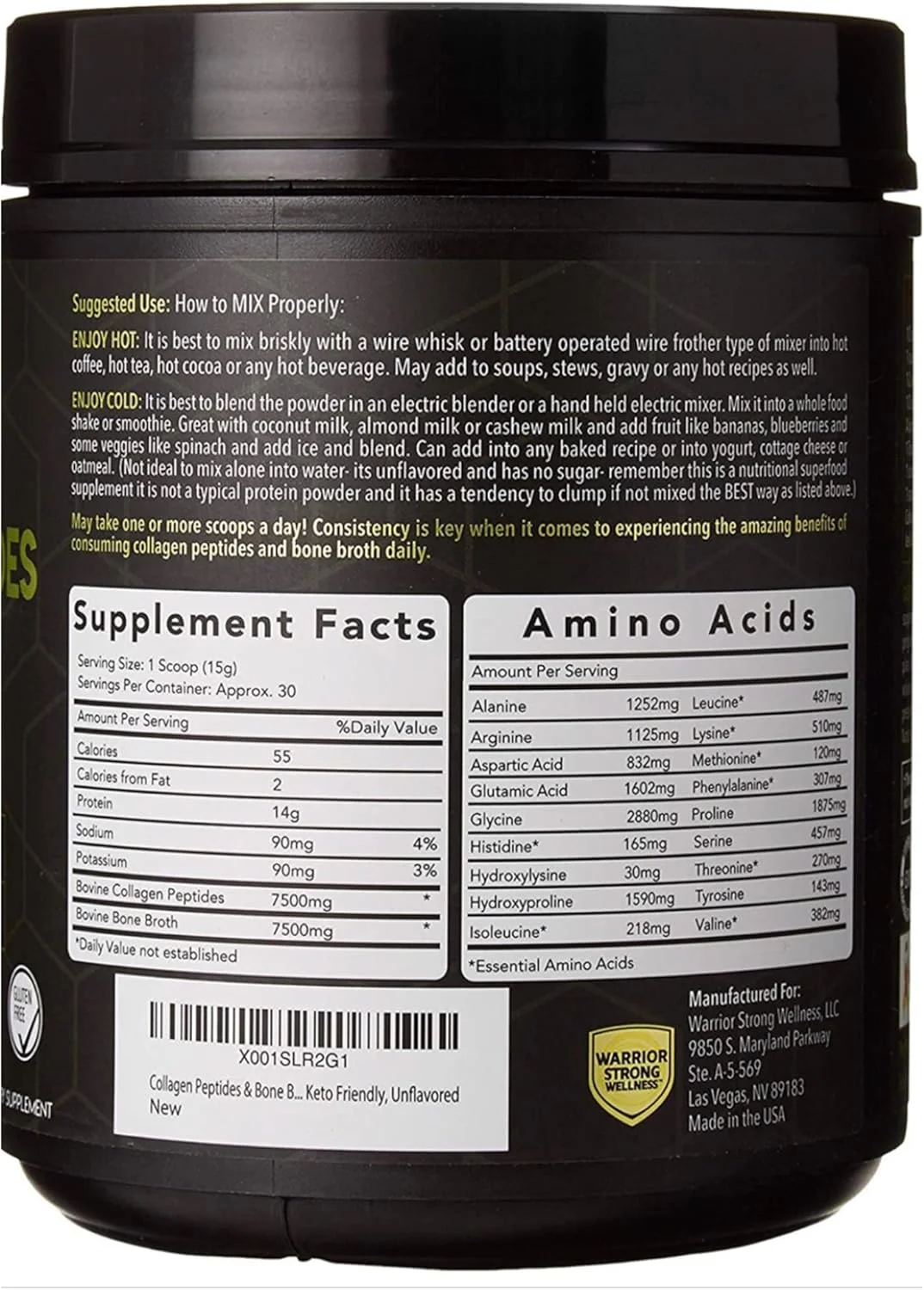 پودر پروتئین کلاژن پپتید استخوان گاو Warrior Strong Wellness: تقویت کننده کلاژن هیدرولیز شده برای پوست سالم، ناخن ها، مو، مفاصل، عضلات، هضم، مناسب برای کتو، بدون طعم پودر پروتئین کلاژن پپتید استخوان گاو Warrior Strong Wellness: تقویت کننده کلاژن هیدرولیز شده برای پوست سالم، ناخن ها، مو، مفاصل، عضلات، هضم، مناسب برای کتو، بدون طعم