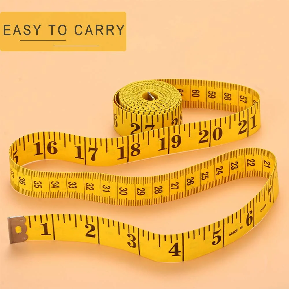 بسته 2 عددی متر خیاطی پارچه ای ضخیم کیوت فلای، 300 سانتی متر / 120 اینچ متر اندازه گیری جیبی نرم برای خیاطی پارچه بدن، کاهش وزن، بافندگی صنایع دستی، مقیاس دوگانه (سفید، زرد)