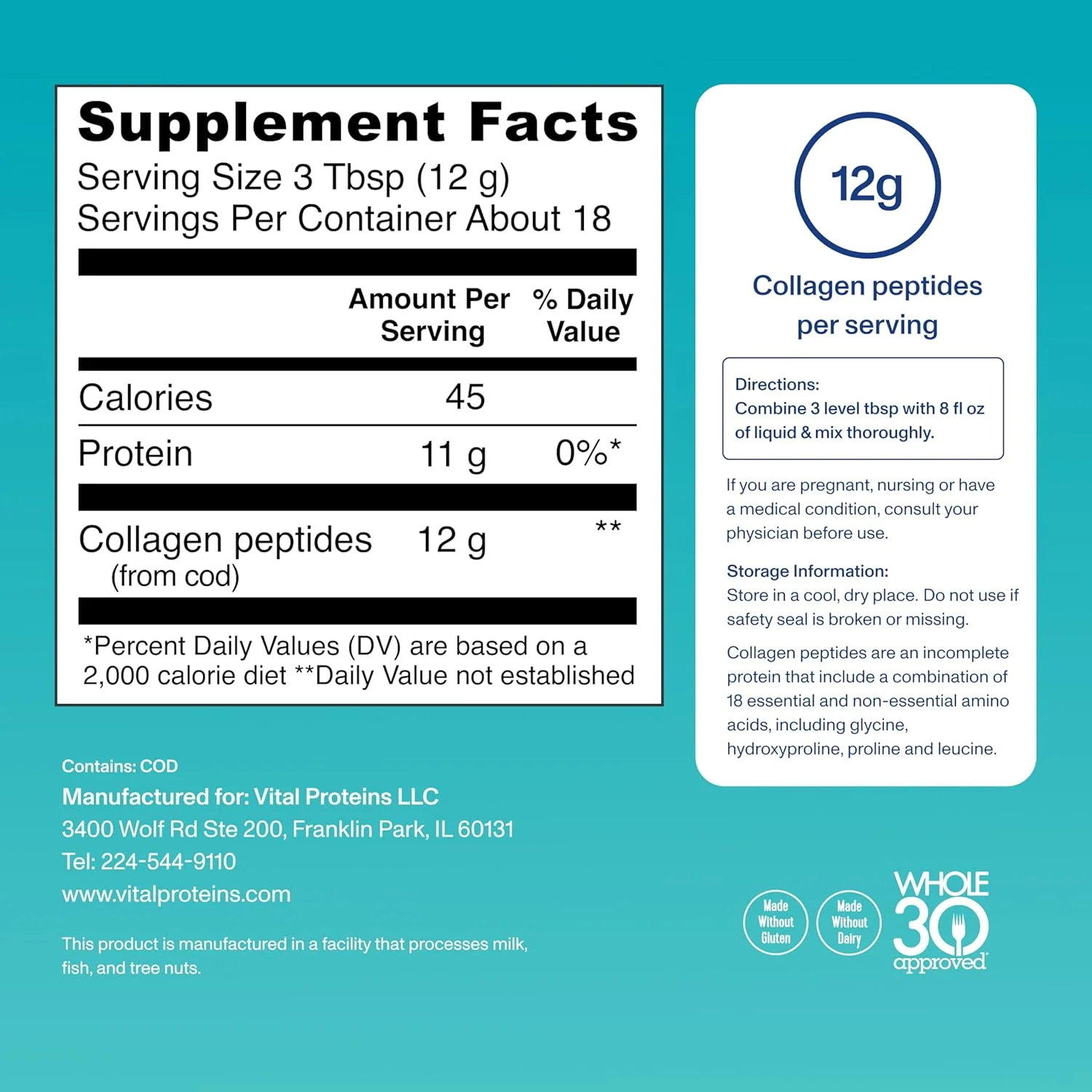 پروتئین کلاژن دریایی ویتال پروتئینز 221 گرم پروتئین کلاژن دریایی ویتال پروتئینز 221 گرم