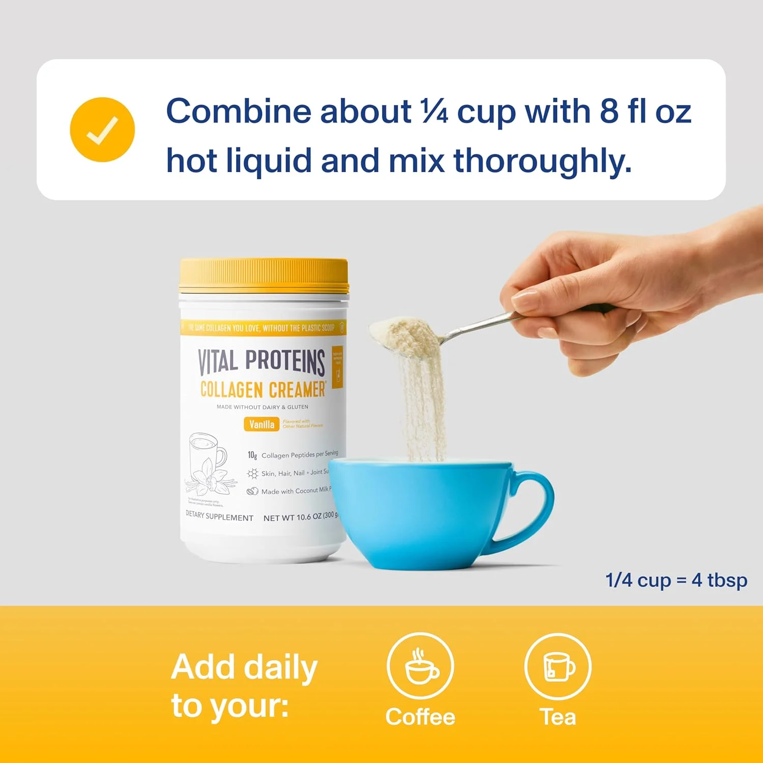 پودر پپتیدهای کلاژن Vital Proteins - کرمر قهوه پروتئینی وانیلی برای حمایت از مو، پوست و ناخن پودر پپتیدهای کلاژن Vital Proteins - کرمر قهوه پروتئینی وانیلی برای حمایت از مو، پوست و ناخن