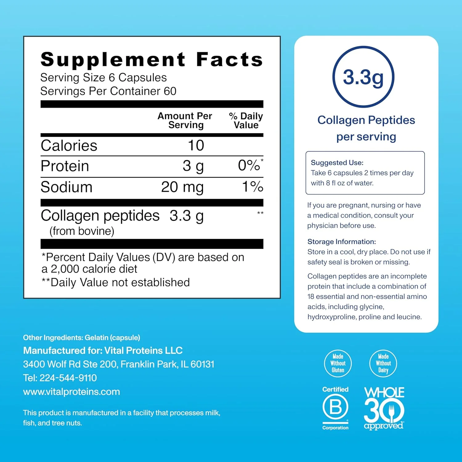 پپتیدهای کلاژن Vital Proteins، 550 میلی گرم، 360 کپسول پپتیدهای کلاژن Vital Proteins، 550 میلی گرم، 360 کپسول