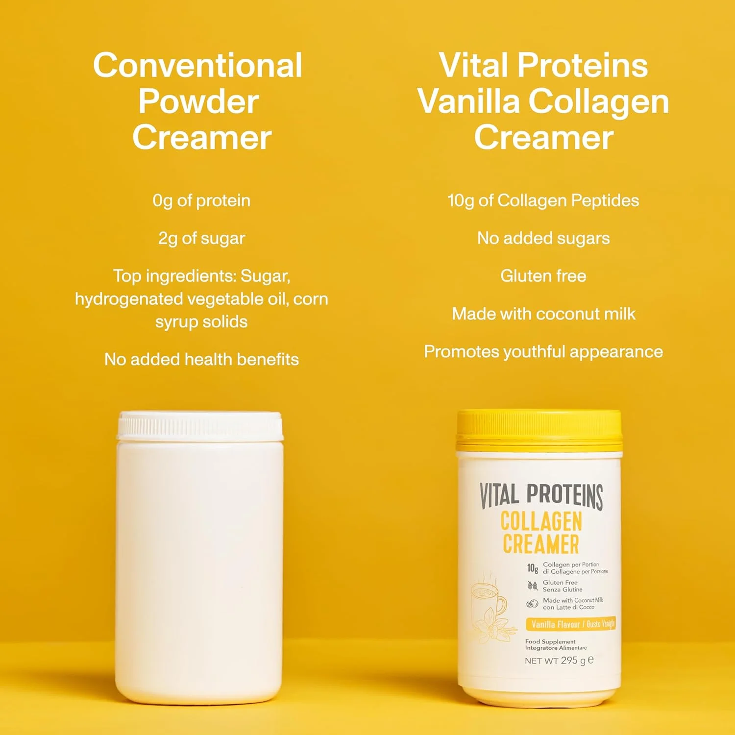 پودر کرمر قهوه کلاژن Vital Proteins، بدون لبنیات و کم شکر با مکمل پپتیدهای کلاژن - با MCT های افزایش دهنده انرژی - وانیلی 305 گرم بسته 1 عددی پودر کرمر قهوه کلاژن Vital Proteins، بدون لبنیات و کم شکر با مکمل پپتیدهای کلاژن - با MCT های افزایش دهنده انرژی - وانیلی 305 گرم بسته 1 عددی