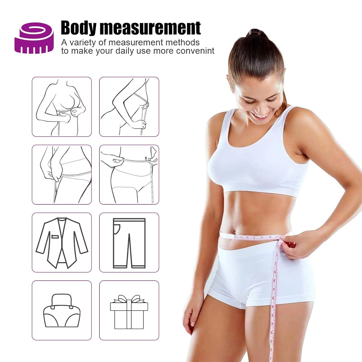 متر خیاطی بوشیبو، متر نواری جمع شونده 150 سانتی متری پارچه ای، متر کوچک خیاطی برای اندازه گیری پارچه، دور کمر، مصارف پزشکی، پرستاری، صنایع دستی و مسافرت (3 عددی/صورتی، بنفش، آبی آسمانی)