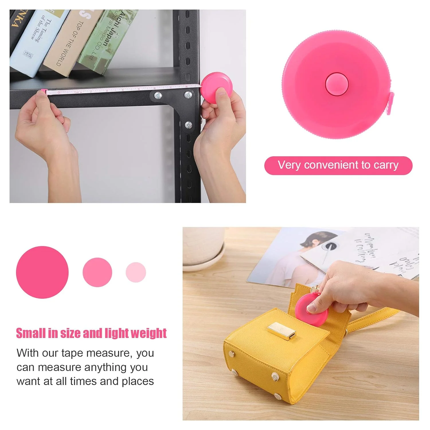 متر خیاطی بوشیبو، متر نواری جمع شونده 150 سانتی متری پارچه ای، متر کوچک خیاطی برای اندازه گیری پارچه، دور کمر، مصارف پزشکی، پرستاری، صنایع دستی و مسافرت (3 عددی/صورتی، بنفش، آبی آسمانی)