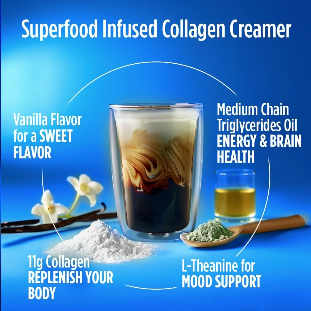 کرم قهوه کتو + کلاژن ویتاکاپ با طعم وانیل حاوی MCT، پروتئین کلاژن، آب نارگیل، ال-تیانین برای رژیم کتو، قابل استفاده در قهوه، اسموتی و شیک، بدون لبنیات، بدون گلوتن، بدون سویا، 283 گرم کرم قهوه کتو + کلاژن ویتاکاپ با طعم وانیل حاوی MCT، پروتئین کلاژن، آب نارگیل، ال-تیانین برای رژیم کتو، قابل استفاده در قهوه، اسموتی و شیک، بدون لبنیات، بدون گلوتن، بدون سویا، 283 گرم