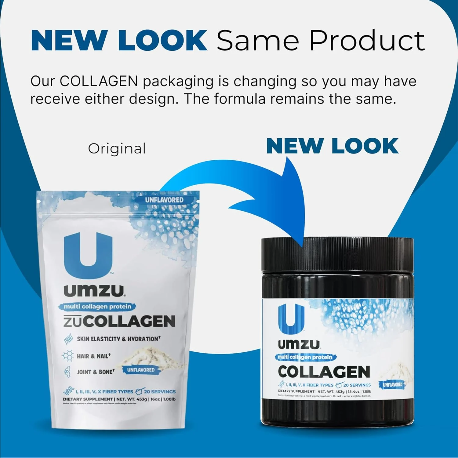 پروتئین کلاژن UMZU zuCollagen - پروتئین کلاژن چندگانه، پشتیبانی از پوست، مو، مفاصل و ریکاوری عضلات - بدون طعم، 80 کالری، 20 گرم پروتئین - 1 پیمانه در هر وعده (20 وعده) پروتئین کلاژن UMZU zuCollagen - پروتئین کلاژن چندگانه، پشتیبانی از پوست، مو، مفاصل و ریکاوری عضلات - بدون طعم، 80 کالری، 20 گرم پروتئین - 1 پیمانه در هر وعده (20 وعده)