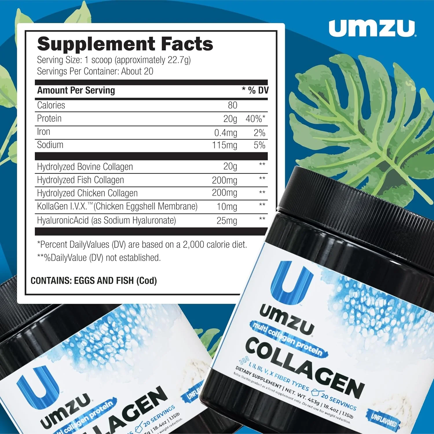 پروتئین کلاژن UMZU zuCollagen - پروتئین کلاژن چندگانه، پشتیبانی از پوست، مو، مفاصل و ریکاوری عضلات - بدون طعم، 80 کالری، 20 گرم پروتئین - 1 پیمانه در هر وعده (20 وعده) پروتئین کلاژن UMZU zuCollagen - پروتئین کلاژن چندگانه، پشتیبانی از پوست، مو، مفاصل و ریکاوری عضلات - بدون طعم، 80 کالری، 20 گرم پروتئین - 1 پیمانه در هر وعده (20 وعده)