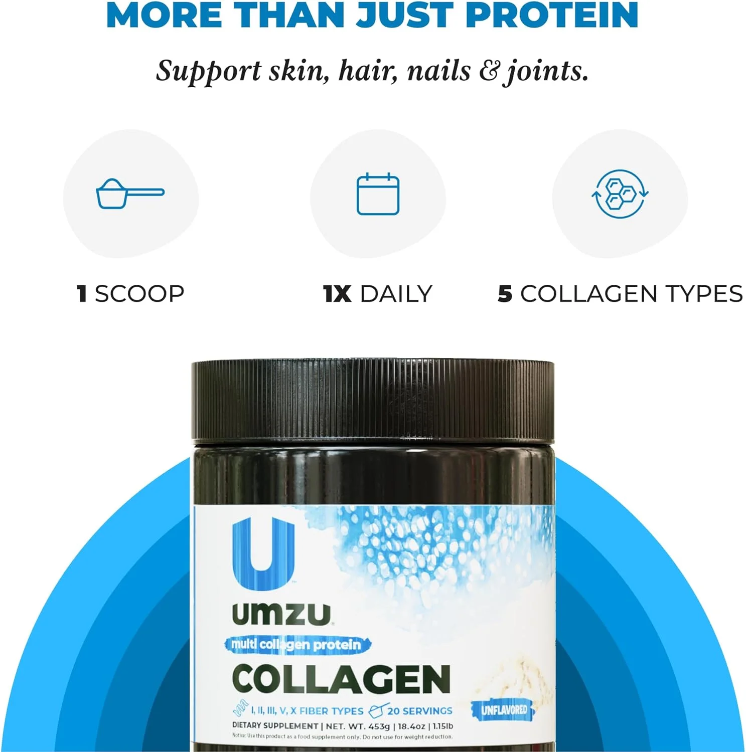 پروتئین کلاژن UMZU zuCollagen - پروتئین کلاژن چندگانه، پشتیبانی از پوست، مو، مفاصل و ریکاوری عضلات - بدون طعم، 80 کالری، 20 گرم پروتئین - 1 پیمانه در هر وعده (20 وعده) پروتئین کلاژن UMZU zuCollagen - پروتئین کلاژن چندگانه، پشتیبانی از پوست، مو، مفاصل و ریکاوری عضلات - بدون طعم، 80 کالری، 20 گرم پروتئین - 1 پیمانه در هر وعده (20 وعده)