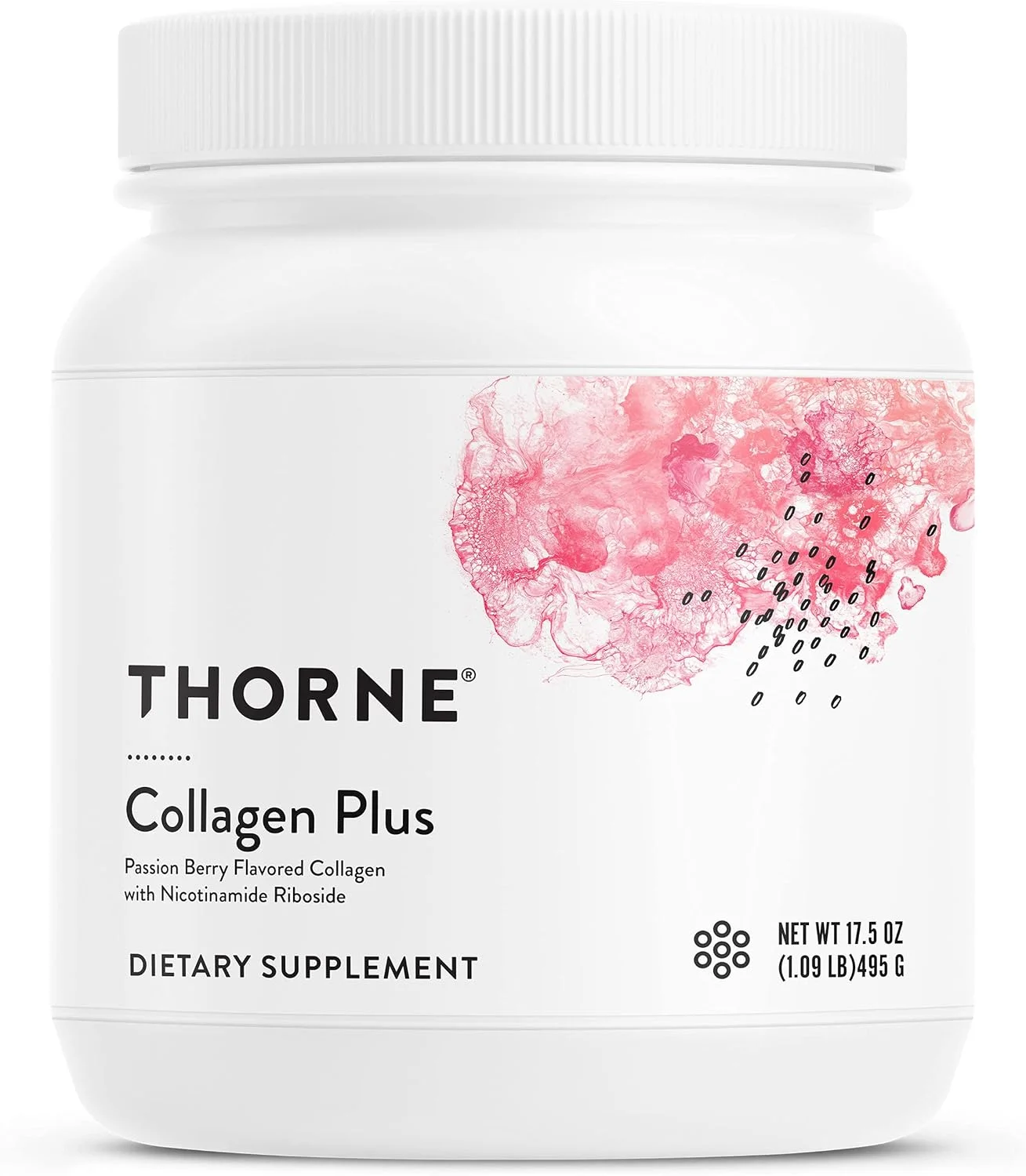 THORNE Collagen Plus - پودر پپتیدهای کلاژن با نیکوتینامید ریبوزید و مواد تشکیل دهنده مورد مطالعه بالینی برای بافت و رطوبت پوست - پوست، مو و ناخن سالم - 495 گرم - 30 سروینگ