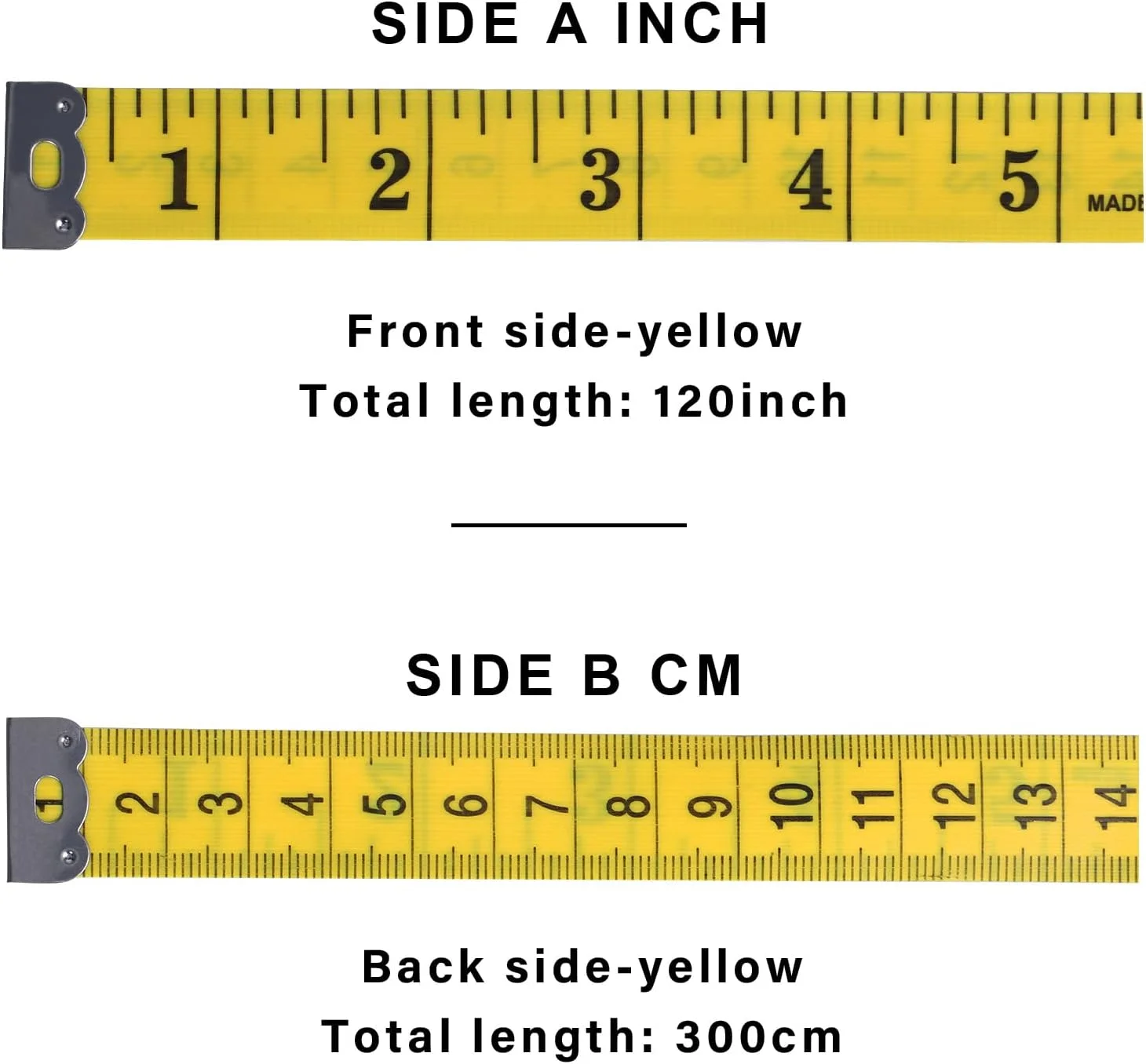 متر خیاطی آلینانا برای بدن - بسته 2 عددی (3 متری/120 اینچی) با مقیاس دوگانه، متر نواری خیاطی برای خیاطان - متر نواری پارچه ای قابل حمل به رنگ زرد متر خیاطی آلینانا برای بدن - بسته 2 عددی (3 متری/120 اینچی) با مقیاس دوگانه، متر نواری خیاطی برای خیاطان - متر نواری پارچه ای قابل حمل به رنگ زرد