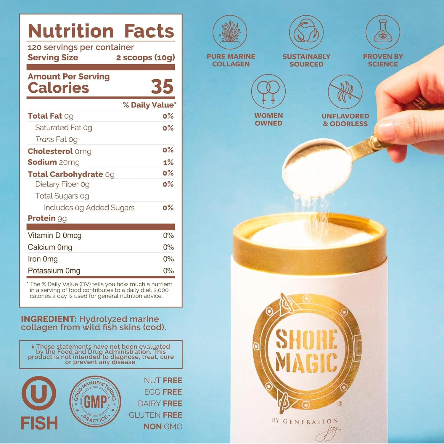 پودر کلاژن دریایی پریمیوم Shore Magic انواع I-IV | تهیه شده از ماهی وحشی، هیدرولیز شده، بدون طعم و بو | 9 گرم پروتئین در هر وعده - پشتیبانی از پوست، مو، ناخن، مفاصل و استخوان ها | تامین 4 ماهه پودر کلاژن دریایی پریمیوم Shore Magic انواع I-IV | تهیه شده از ماهی وحشی، هیدرولیز شده، بدون طعم و بو | 9 گرم پروتئین در هر وعده - پشتیبانی از پوست، مو، ناخن، مفاصل و استخوان ها | تامین 4 ماهه