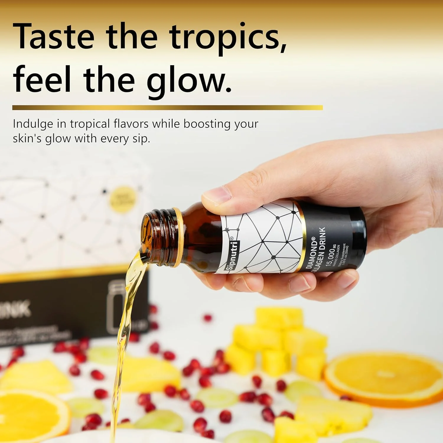 نوشیدنی کلاژن مایع الماس سیپ نوتری، 15000 میلی گرم پپتیدهای کلاژن دریایی هیدرولیز شده با ویتامین C، انار، پشتیبانی از سلامت مو، پوست، ناخن، مفاصل و استخوان ها، 50 میلی لیتر x 10 بطری (3 جعبه) نوشیدنی کلاژن مایع الماس سیپ نوتری، 15000 میلی گرم پپتیدهای کلاژن دریایی هیدرولیز شده با ویتامین C، انار، پشتیبانی از سلامت مو، پوست، ناخن، مفاصل و استخوان ها، 50 میلی لیتر x 10 بطری (3 جعبه)