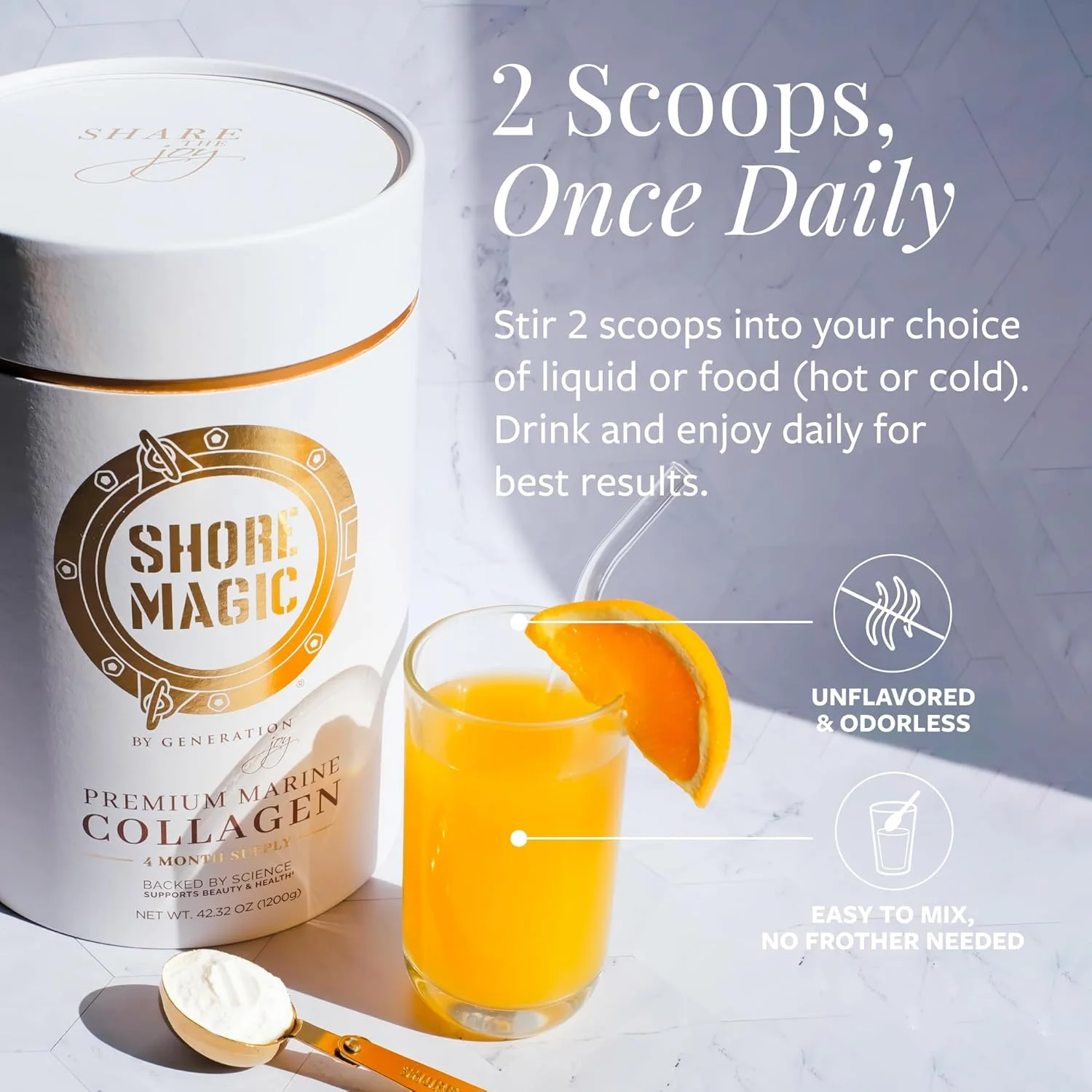 پودر کلاژن دریایی پریمیوم Shore Magic انواع I-IV | تهیه شده از ماهی وحشی، هیدرولیز شده، بدون طعم و بو | 9 گرم پروتئین در هر وعده - پشتیبانی از پوست، مو، ناخن، مفاصل و استخوان ها | تامین 4 ماهه پودر کلاژن دریایی پریمیوم Shore Magic انواع I-IV | تهیه شده از ماهی وحشی، هیدرولیز شده، بدون طعم و بو | 9 گرم پروتئین در هر وعده - پشتیبانی از پوست، مو، ناخن، مفاصل و استخوان ها | تامین 4 ماهه