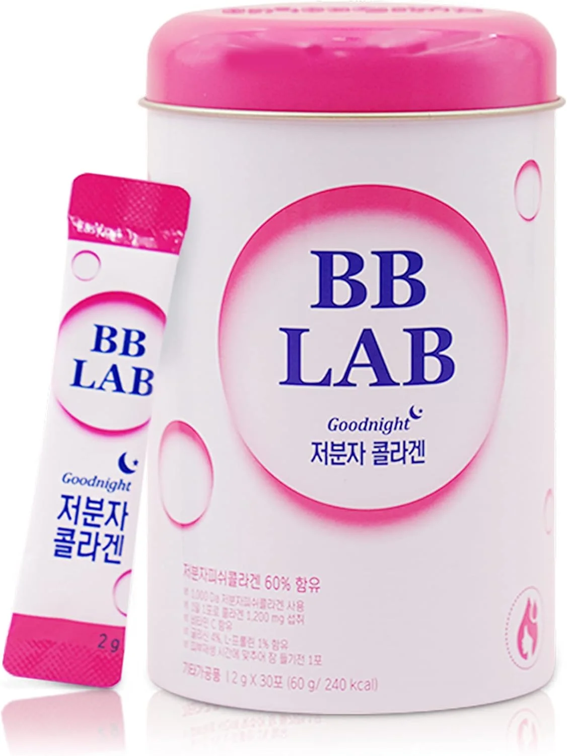 کلاژن شب بخیر BB LAB صدای سئول، کلاژن با وزن مولکولی کم، برای سلامت پوست و استخوان، ساخت کره، 30 بسته (60 گرم)
