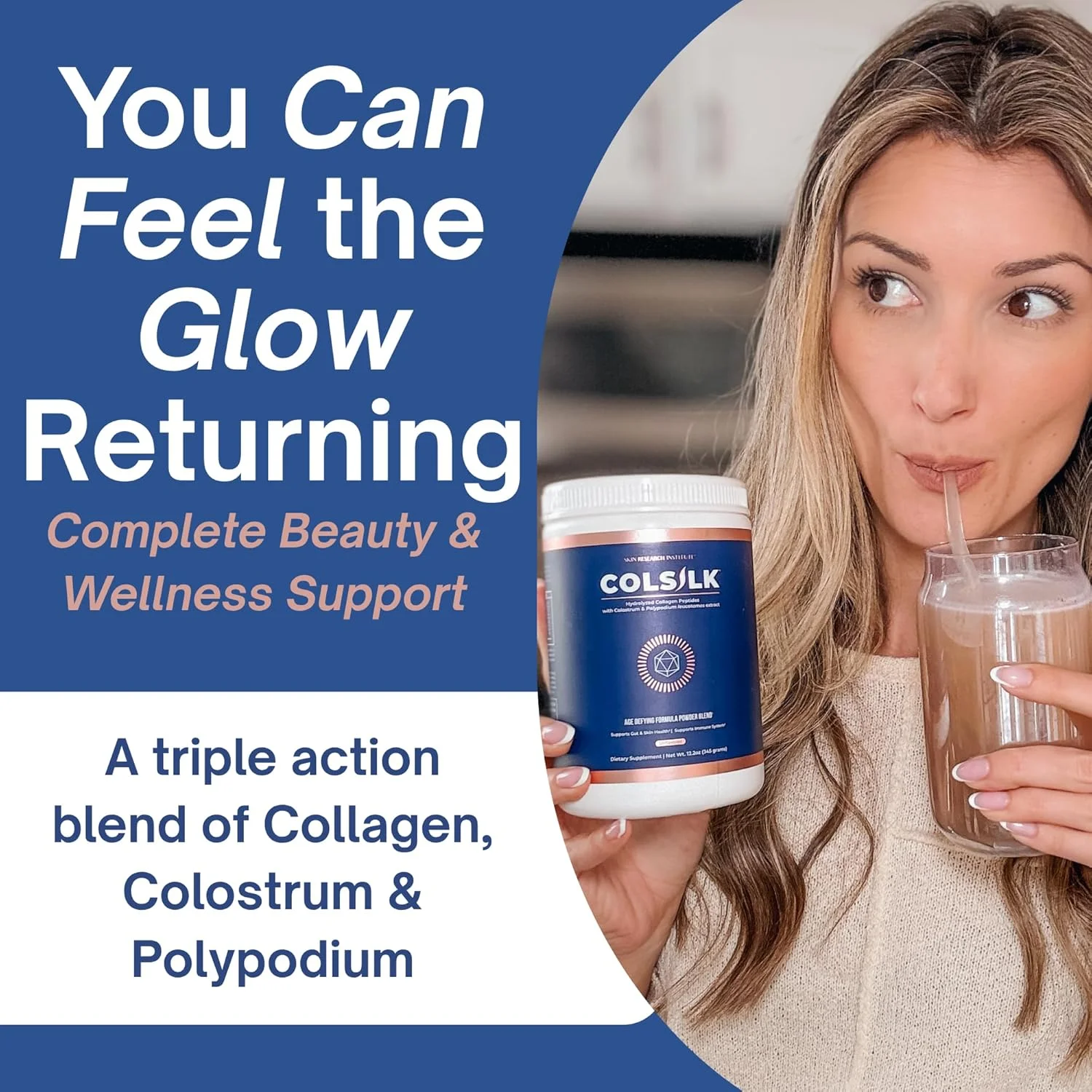 پودر کلاژن هیدرولیز شده بدون طعم ColSilk Skin Research Institute با آغوز و پلی پودیوم - پوست، مو، ناخن، سلامت روده و پشتیبانی از مفاصل - یک پیمانه در روز | تامین یک ماه پودر کلاژن هیدرولیز شده بدون طعم ColSilk Skin Research Institute با آغوز و پلی پودیوم - پوست، مو، ناخن، سلامت روده و پشتیبانی از مفاصل - یک پیمانه در روز | تامین یک ماه