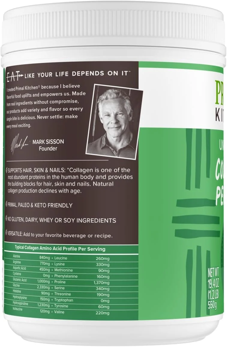 پپتیدهای کلاژن پرایمال کیچن، پودر کلاژن بدون طعم، 1.2 پوند پپتیدهای کلاژن پرایمال کیچن، پودر کلاژن بدون طعم، 1.2 پوند