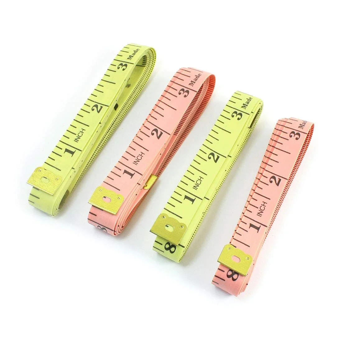 Aexit خیاط (ابزار اندازه گیری) خط کش پارچه ای انعطاف پذیر نوار اندازه گیری زرد صورتی 150 سانتی متر/60 اینچ (93ry435qf767) 4 عدد