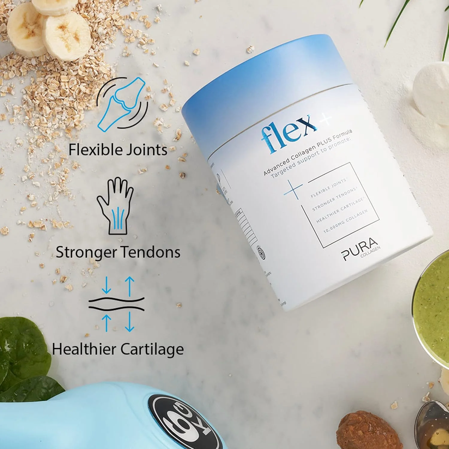 مکمل کلاژن پودری پورا (فلکس +) | پپتیدهای کلاژن هیدرولیز شده با ویتامین C و منگنز | 284 گرم (28 وعده)