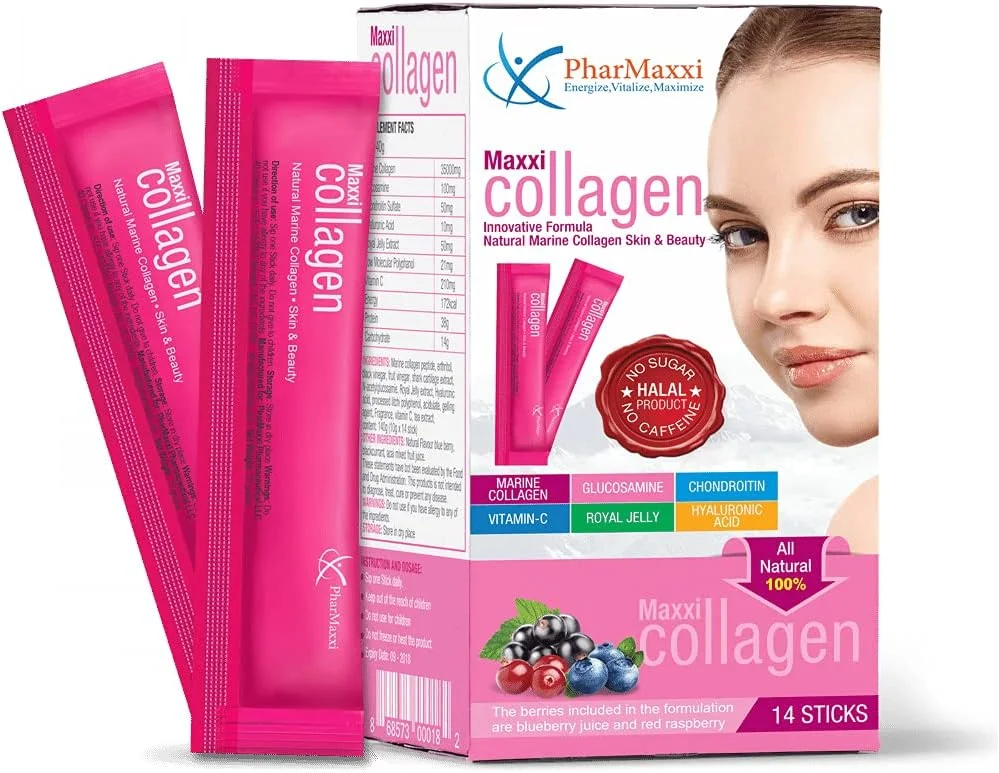 پودر کلاژن خوراکی فارماکسی ماکسی کلاژن استیک با فرمول نوآورانه برای پوست و زیبایی، 140 گرم