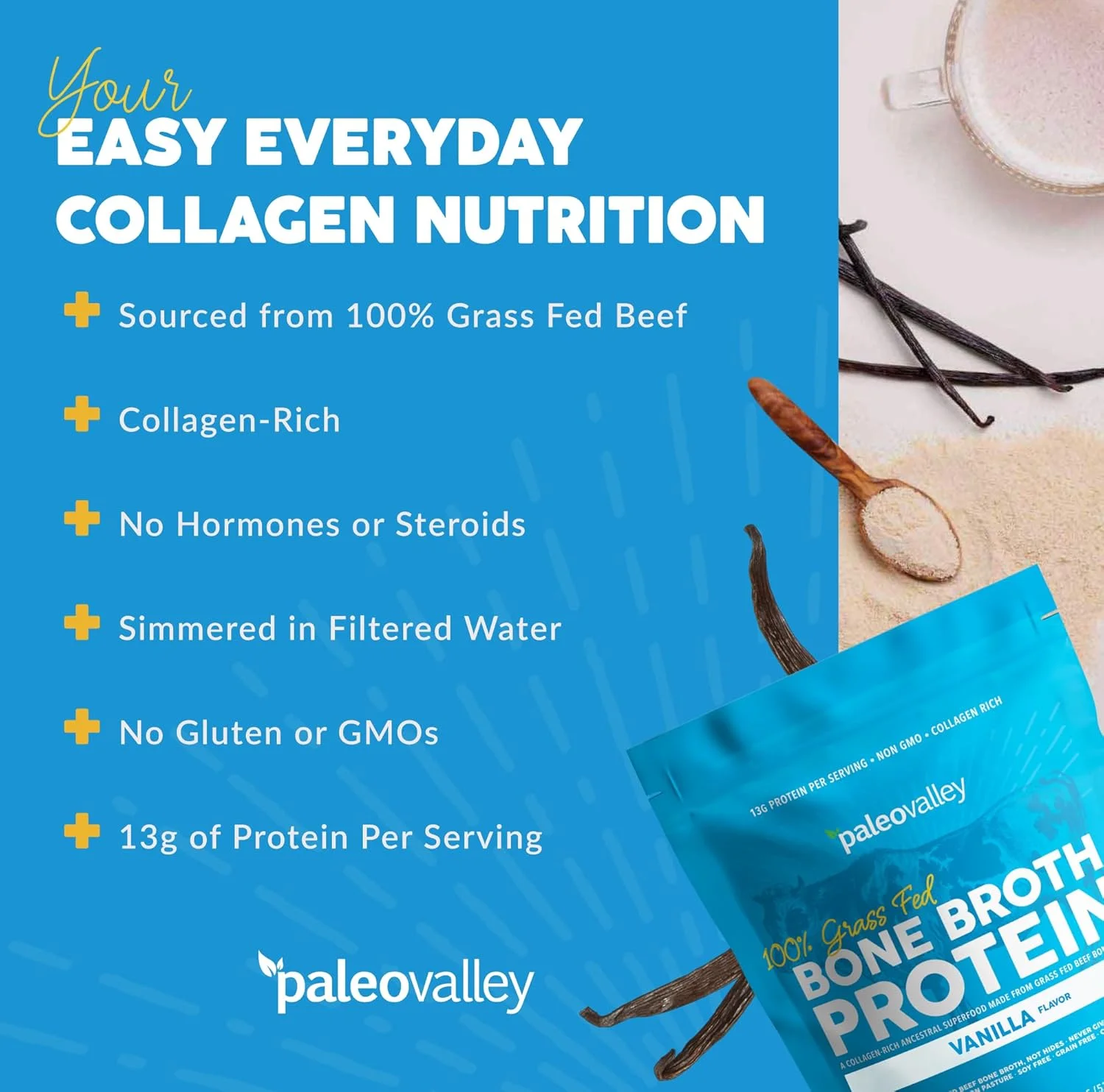 پودر پروتئین Paleovalley از آب قلم حیوانات، غنی از کلاژن برای مو، پوست، سلامت روده و حمایت از استخوان ها و قطب شمال با 100% بید و وانیل پودر پروتئین Paleovalley از آب قلم حیوانات، غنی از کلاژن برای مو، پوست، سلامت روده و حمایت از استخوان ها و قطب شمال با 100% بید و وانیل