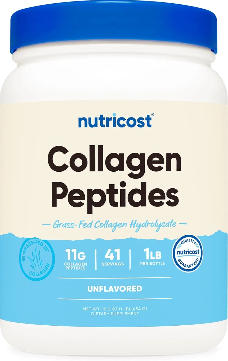 پودر کلاژن گاوی تغذیه شده با علف Nutricost، 1 پوند (454 گرم) - کلاژن هیدرولیز شده گاوی (بدون طعم) - پپتیدهای کلاژن
