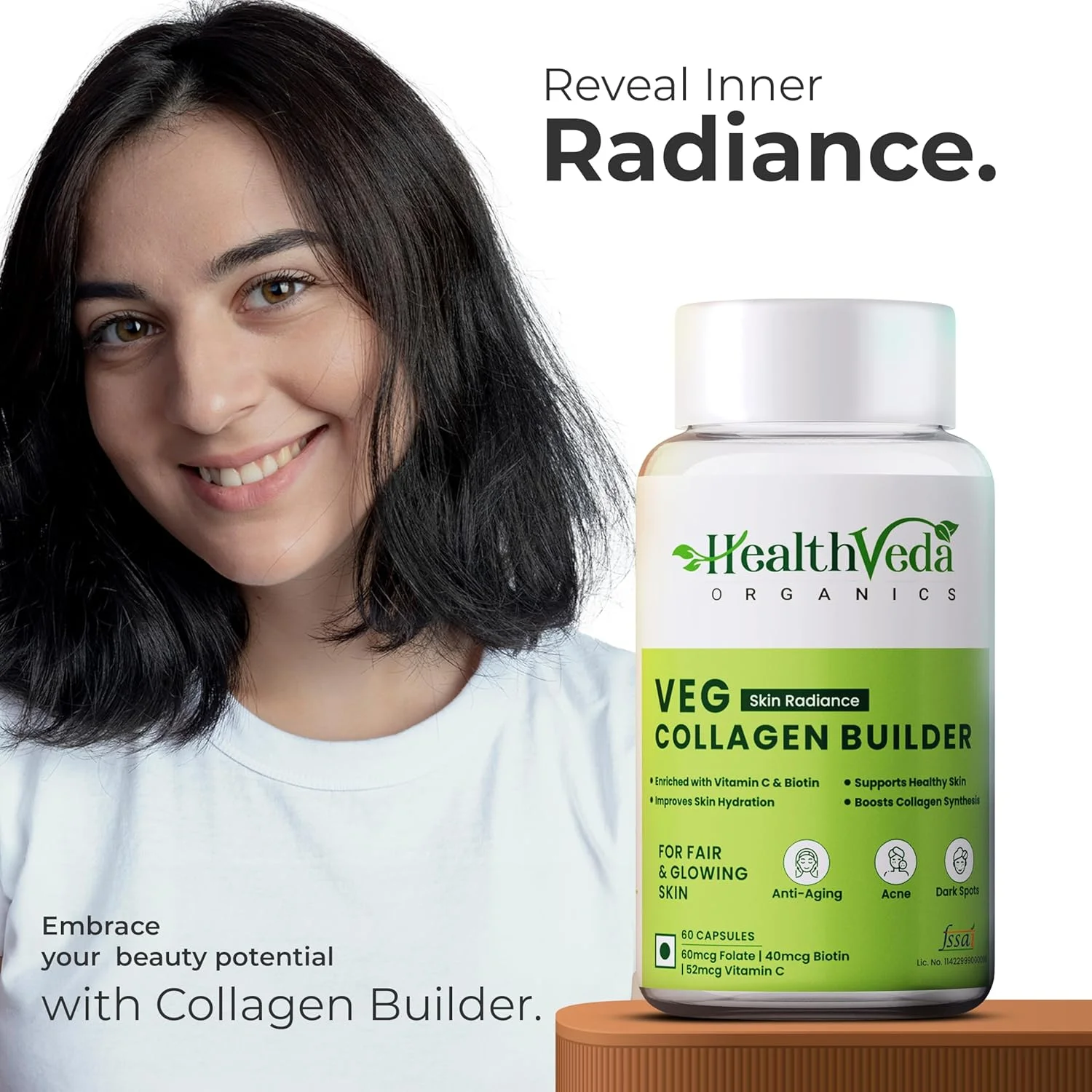 کپسول های کلاژن ساز گیاهی Health Veda Organics برای درخشندگی پوست با ویتامین C و بیوتین، 120 کپسول گیاهی | پشتیبانی از پوست سالم، موهای قوی تر، ناخن ها و مفاصل | برای مردان و زنان | کپسول های کلاژن ساز گیاهی Health Veda Organics برای درخشندگی پوست با ویتامین C و بیوتین، 120 کپسول گیاهی | پشتیبانی از پوست سالم، موهای قوی تر، ناخن ها و مفاصل | برای مردان و زنان |