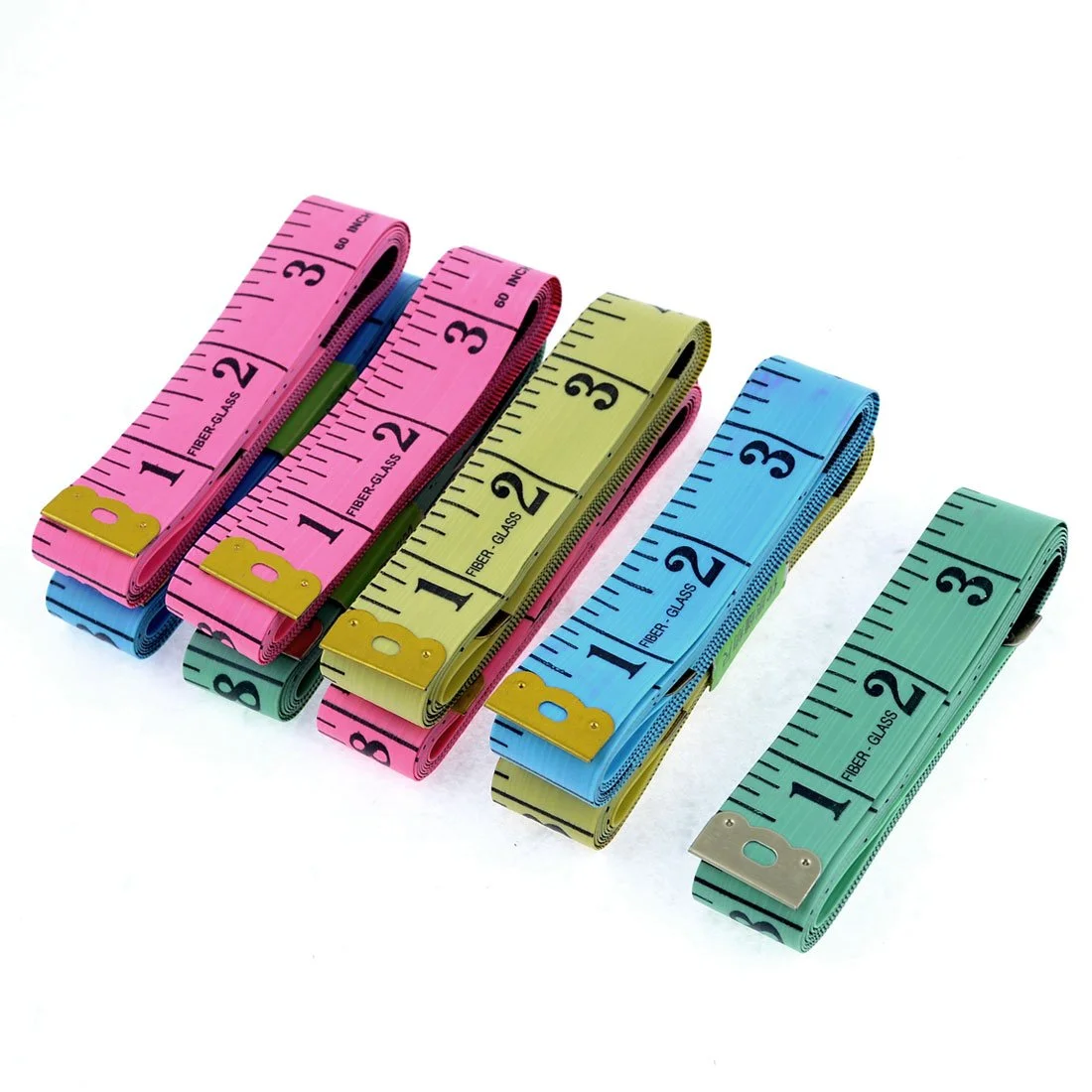 Aexit 9 عدد (سخت افزار ساختمانی) آبی سبز زرد پلاستیکی 150 سانتی متری 60 اینچی خیاطی خیاطی (96ry263qf696) خط کش پارچه ای