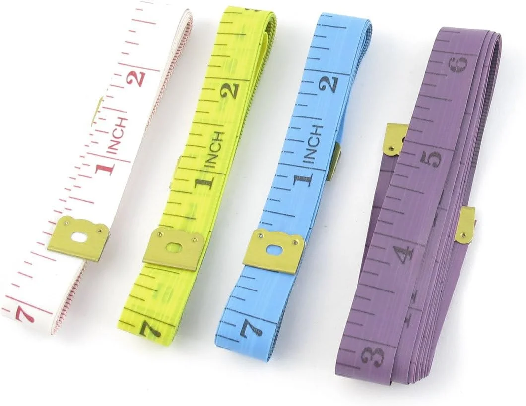 Aexit خیاط (قطعات) خط کش پارچه ای انعطاف پذیر نوار اندازه گیری رنگ متنوع 150 سانتی متر / 60 اینچ (54ry211qf468) 4 عدد