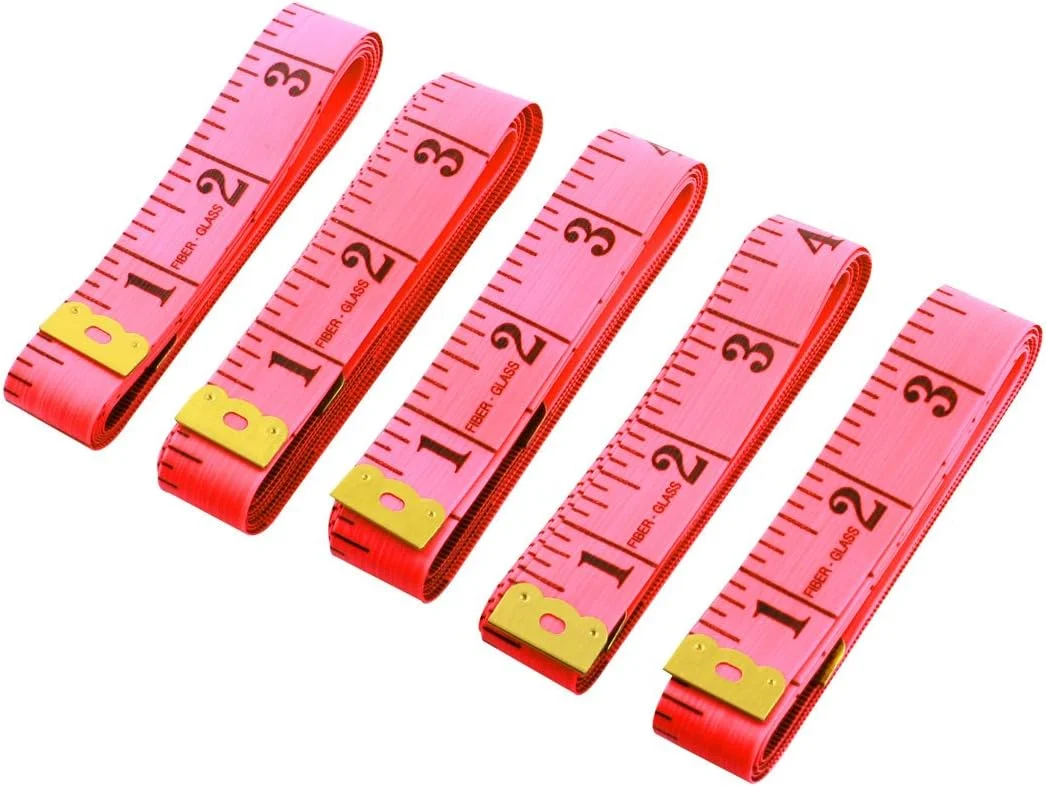 Aexit 5 عدد (سخت افزار ساختمانی) پلاستیک نرم صورتی عرض 2 سانتی متر پارچه نوار خط کش تخت 150 سانتی متر (53ry712qf234) اندازه گیری طول