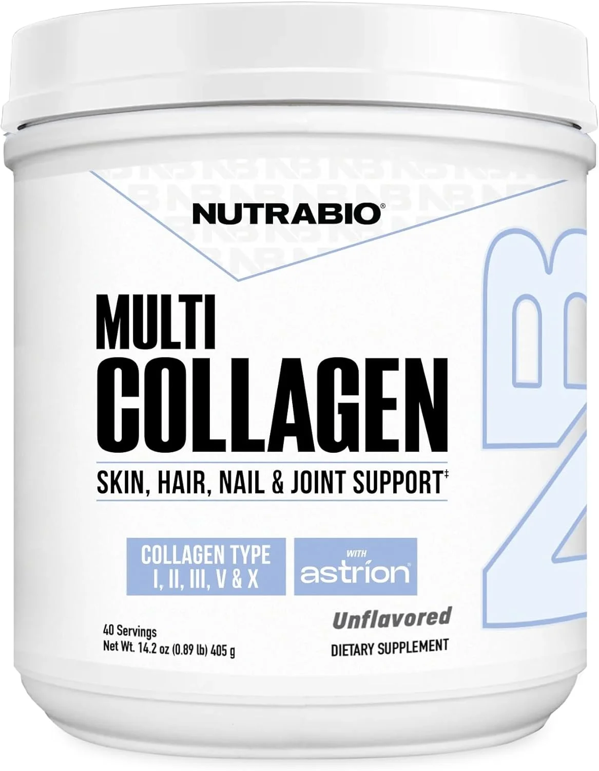 پودر کلاژن چندگانه NutraBio - پپتیدهای کلاژن هیدرولیز شده برای مو و پوست درخشان - تغذیه شده با علف - پودر کلاژن برای زنان و مردان - 45 سروینگ