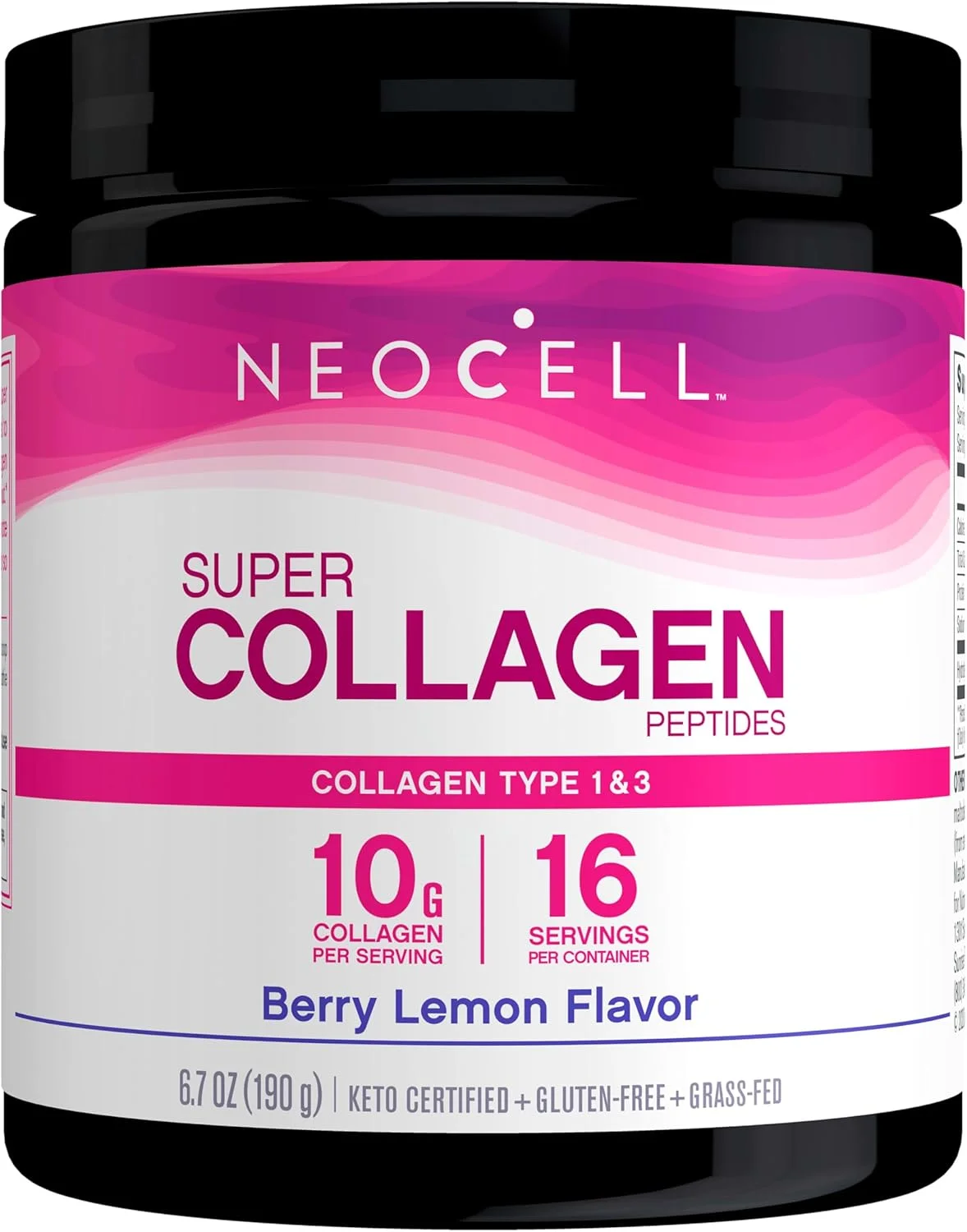 پودر سوپر کلاژن Neocell - انواع 1 و 3، تغذیه شده با علف، مناسب برای رژیم پالئو، بدون گلوتن، طعم بری لیمو، 6.74 اونس (بسته بندی ممکن است متفاوت باشد)