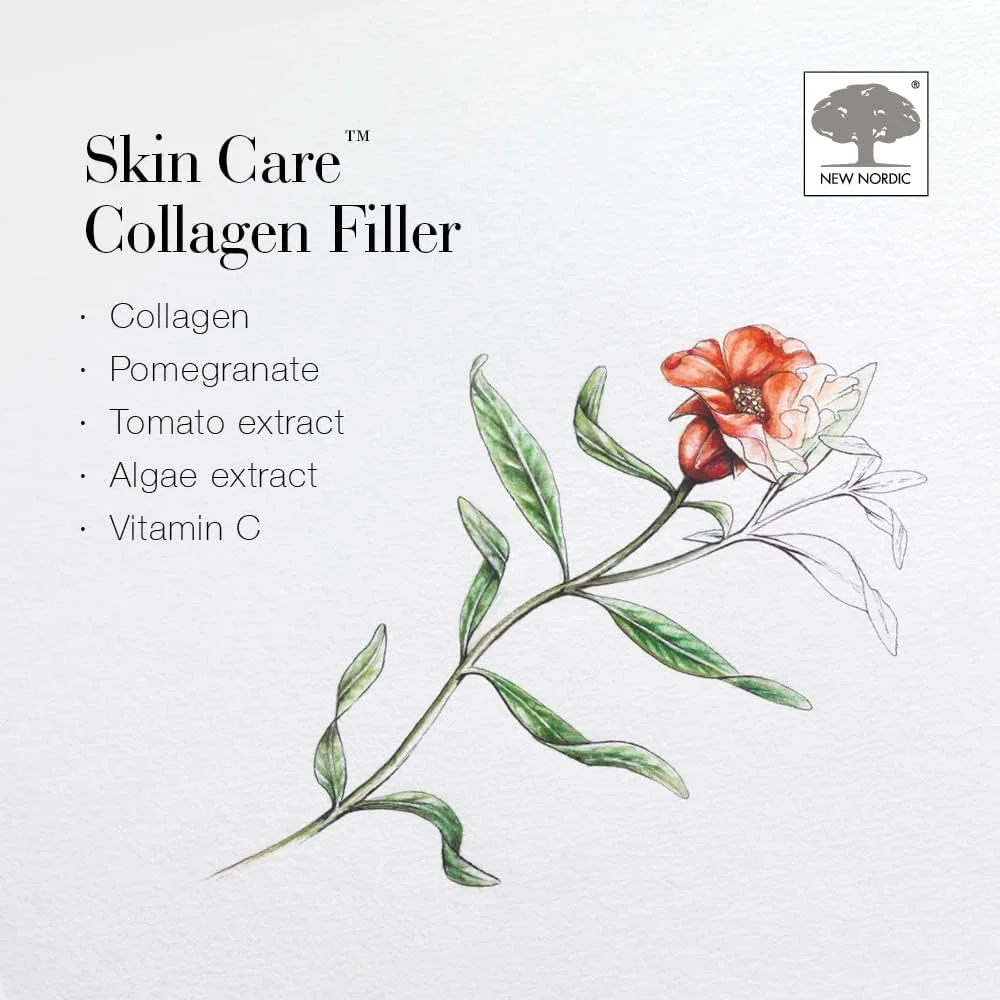 قرص کلاژن فیلر نیو نوردیک Skin Care، 60 عدد - کاهش تشکیل چین و چروک با مکمل کلاژن دریایی - بدون لبنیات - حاوی انار - فیلر چروک برای زنان و مردان قرص کلاژن فیلر نیو نوردیک Skin Care، 60 عدد - کاهش تشکیل چین و چروک با مکمل کلاژن دریایی - بدون لبنیات - حاوی انار - فیلر چروک برای زنان و مردان