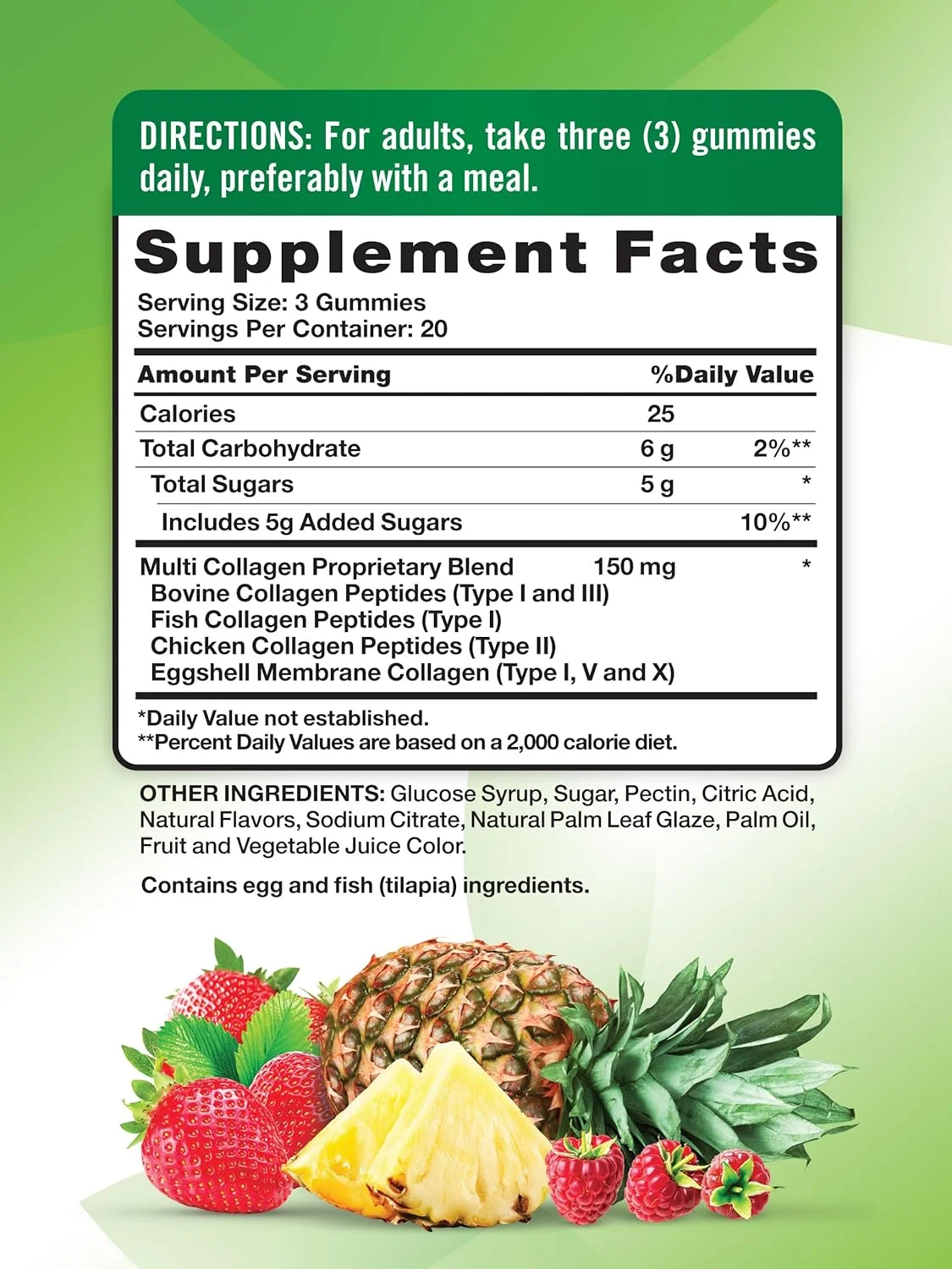 پاستیل کلاژن چندگانه Nature's Truth | انواع I، II، III، V، X | 60 عدد | مکمل غیر GMO و بدون گلوتن | طعم میوه های مخلوط