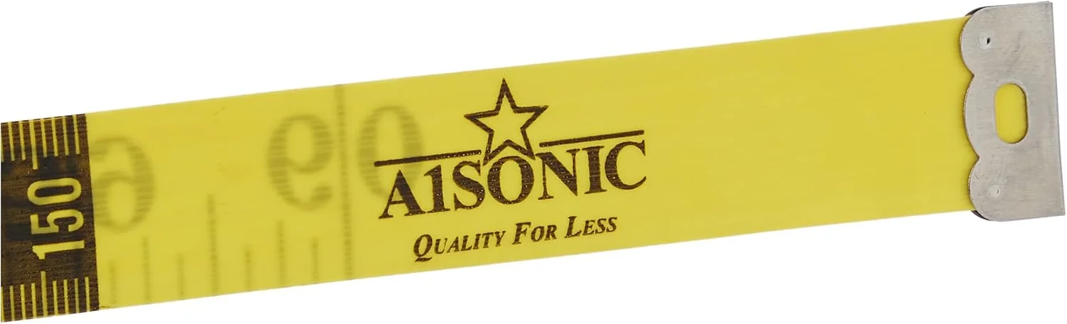 متر خیاطی نرم 150 سانتی متری A1SONIC® 60 اینچی برای خیاطی پارچه، اندازه گیری دور کمر، سینه بند و دور سر، خط کش پارچه ای دو طرفه (زرد) متر خیاطی نرم 150 سانتی متری A1SONIC® 60 اینچی برای خیاطی پارچه، اندازه گیری دور کمر، سینه بند و دور سر، خط کش پارچه ای دو طرفه (زرد)
