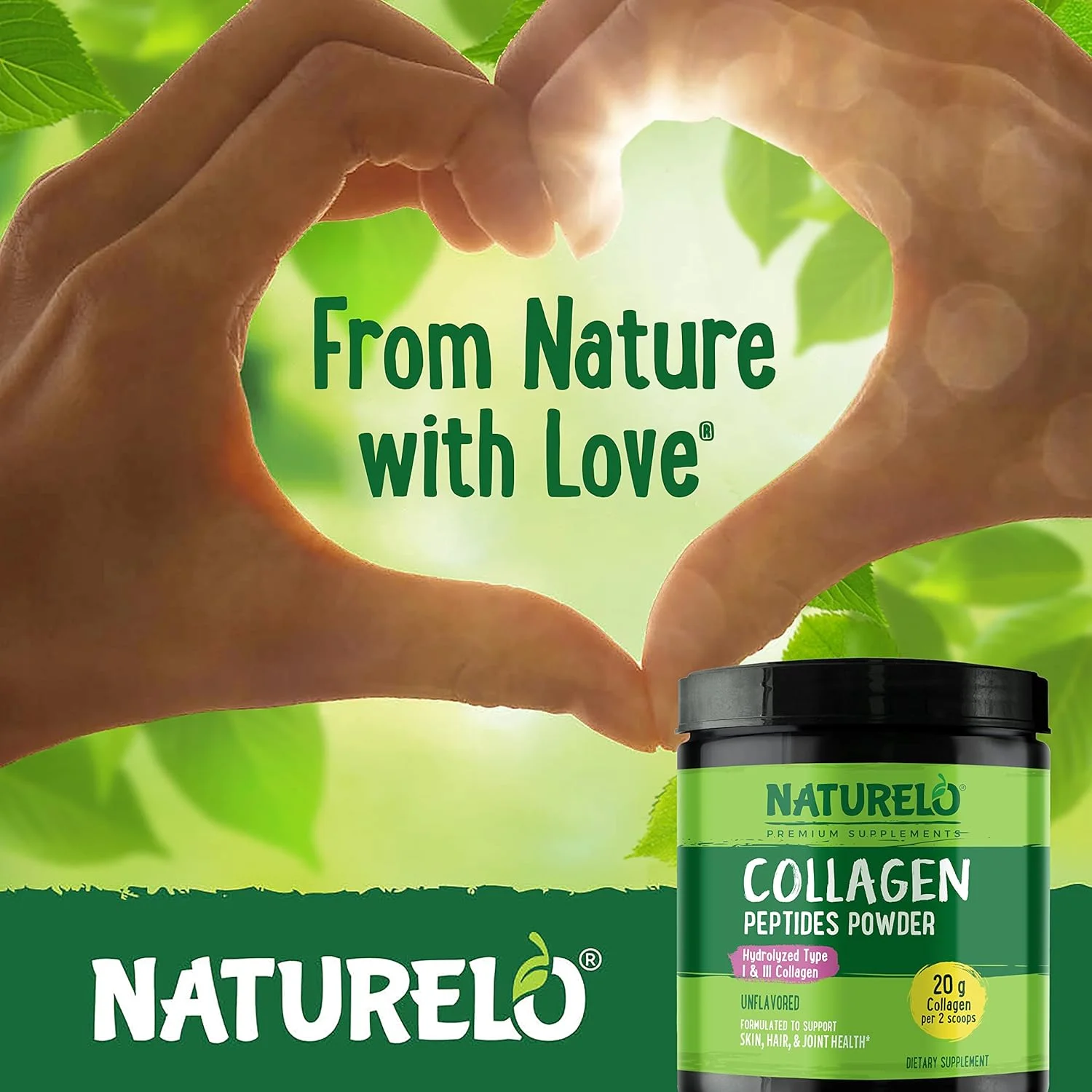 پودر پپتیدهای کلاژن NATURELO - کلاژن هیدرولیز شده نوع I و III، سلامت پوست، مو و مفاصل - بدون طعم - 16 اونس - 45 وعده پودر پپتیدهای کلاژن NATURELO - کلاژن هیدرولیز شده نوع I و III، سلامت پوست، مو و مفاصل - بدون طعم - 16 اونس - 45 وعده