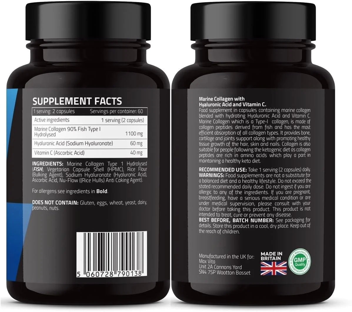 کلاژن دریایی نوع 1 1200 میلی گرم - مکمل 120 کپسولی با اسید هیالورونیک و ویتامین C - پودر پپتیدهای کلاژن هیدرولیز شده ممتاز با قدرت بالا برای حمایت از پوست، استخوان ها و مفاصل سالم