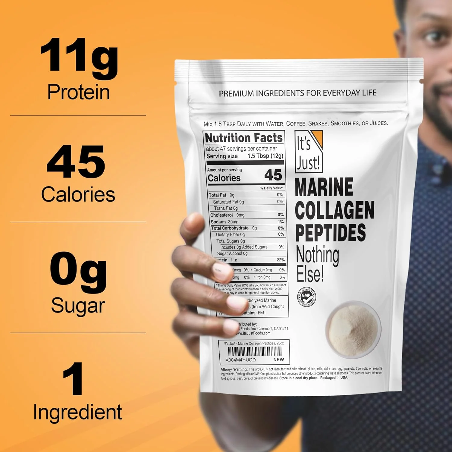 پودر کلاژن دریایی It's Just!، مخلوط آسان، منبع پروتئین