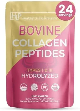پروتئین های کلاژن هیدرولیز شده گاوی نوع I و III HLP Healthy Living Proteins - پودر بدون طعم - تغذیه شده با علف، پپتیدهای گاوی پرورش یافته در مراتع - کتو و پالئو، بدون گلوتن - برند (10 اونس (بسته 1 عددی))