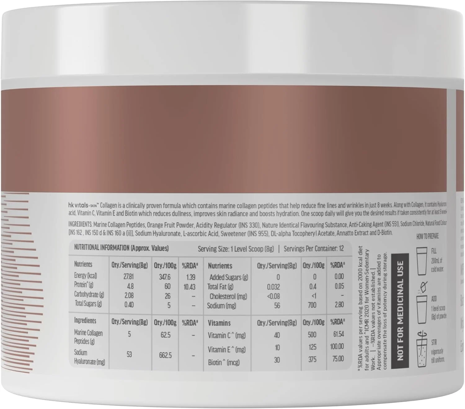 پودر کلاژن درخشان کننده پوست HealthKart Hk Vitals، کلاژن دریایی (پرتقال، 100 گرم)، مکمل های کلاژن با بیوتین، ویتامین C و E، برای پوست، مو و ناخن های سالم با بطری نی دار (آبی، 300 میلی لیتر) پودر کلاژن درخشان کننده پوست HealthKart Hk Vitals، کلاژن دریایی (پرتقال، 100 گرم)، مکمل های کلاژن با بیوتین، ویتامین C و E، برای پوست، مو و ناخن های سالم با بطری نی دار (آبی، 300 میلی لیتر)
