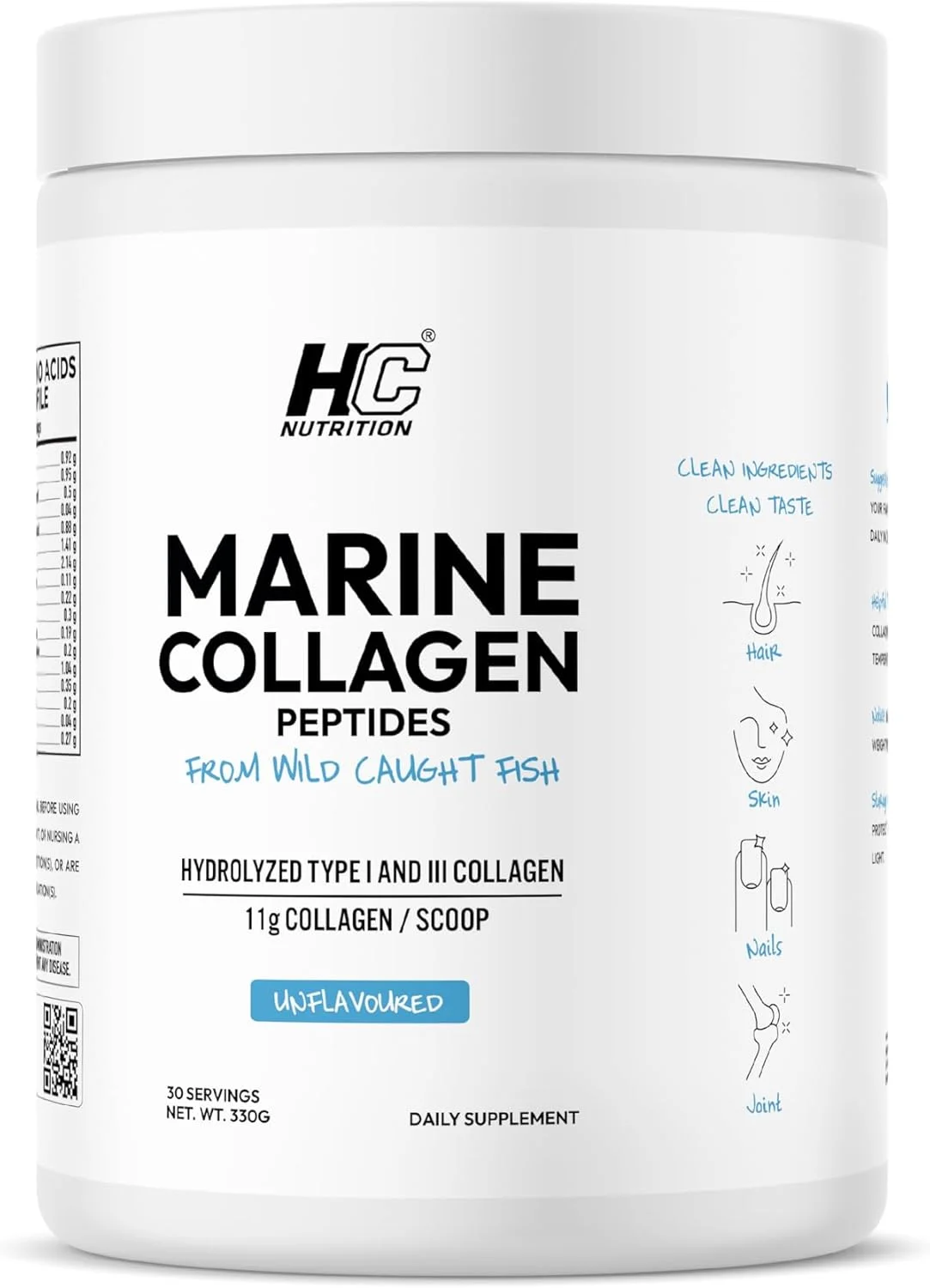 پپتیدهای کلاژن دریایی HC NUTRITION | تهیه شده از ماهی صید شده در طبیعت | 330 گرم | 30 سروینگ