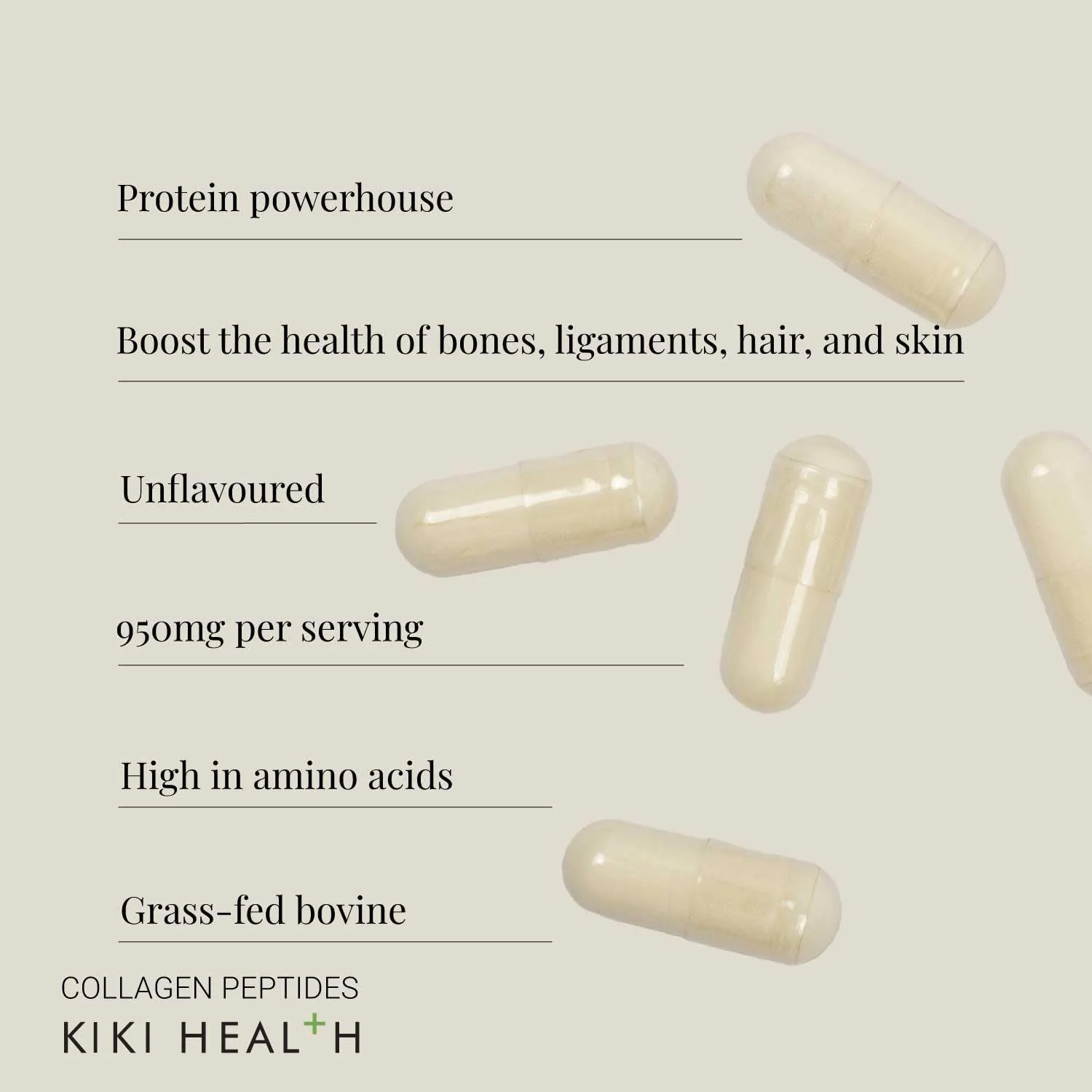 پپتید کلاژن 475 میلی گرمی Kiki Health، 150 کپسول | کلاژن هیدرولیز شده نوع I و نوع III | فراهم کننده استحکام، انعطاف پذیری و ساختار | غیر GMO، سازگار با رژیم پالئو و کتو پپتید کلاژن 475 میلی گرمی Kiki Health، 150 کپسول | کلاژن هیدرولیز شده نوع I و نوع III | فراهم کننده استحکام، انعطاف پذیری و ساختار | غیر GMO، سازگار با رژیم پالئو و کتو