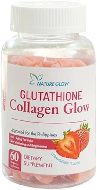 کپسول گلوتاتیون کلاژن Nature's Glow با طعم توت فرنگی، 60 عدد کپسول گیاهی، 100 کالری