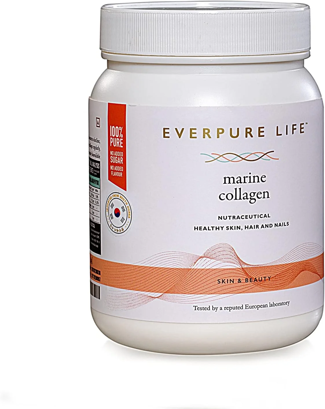 پودر کلاژن دریایی هیدرولیز شده کره ای Everpure Life - پپتیدهای کلاژن خالص نوع I برای پوست درخشان، مو و ناخن های سالم - بدون شکر/طعم دهنده/مواد افزودنی و با منبع پایدار - 300 گرم